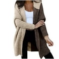 thumbnail image 1 of RYDCOT Hooded Sweater Coats for Women Knee Length Long Cardigans Cable Knitted Open Front Oversized Outerwear Fall Winter Sweater Coats Clearance, 1 of 9
