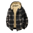 thumbnail image 1 of RYDCOT Hoodies for Men Sherpa Lined Heavyweight Flannel Jackets Full Zip Fleece Plaid Shirts Winter Warm Coats Black, 1 of 8