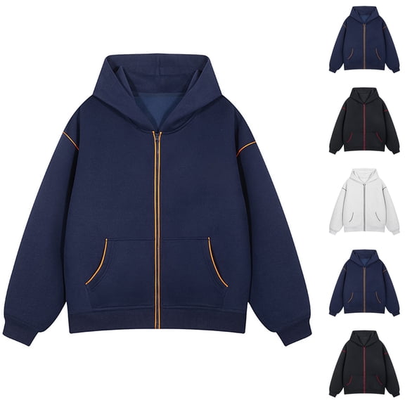 RYDCOT Hoodies for Men Zip up Fleece Hoodie Casual Long Sleeve Pocket Hooded Sweatshirts Navy