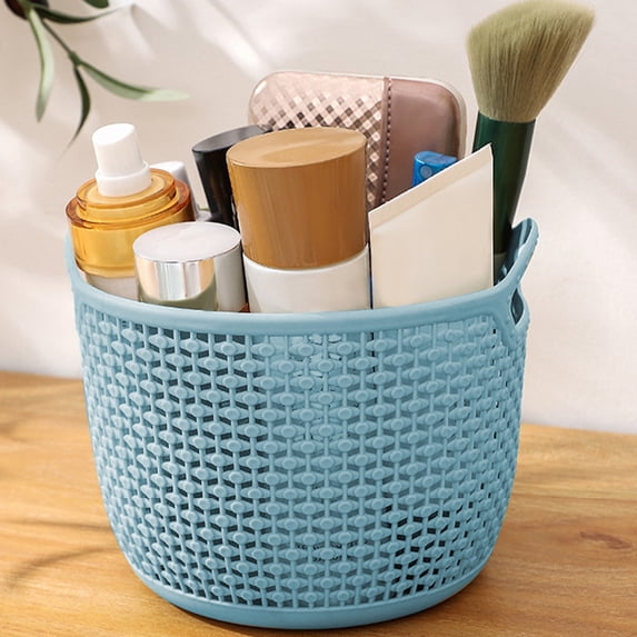RYDCOT Imitation Rattan Desktop Storage Basket, Plastic Storage Basket, Indoor Storage Basket Toiletries Storage Basket (1Pcs)