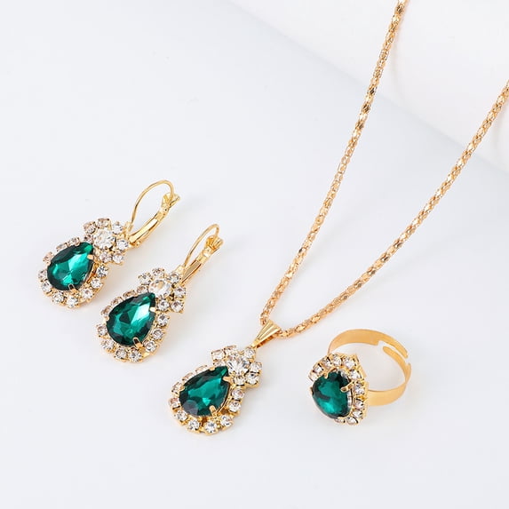 RYDCOT Jewelry Set for Women Artificial Crystal Earrings Pendant Necklace Ring Wedding Party Birthday Engagement for Bridal Bridesmaid Girlfriend