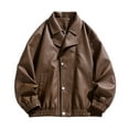 thumbnail image 1 of RYDCOT Leather Jacket Men Black Faux Leather Jackets Mens Moto Biker Button Zipper Coat Outwear Windproof Brown, 1 of 5