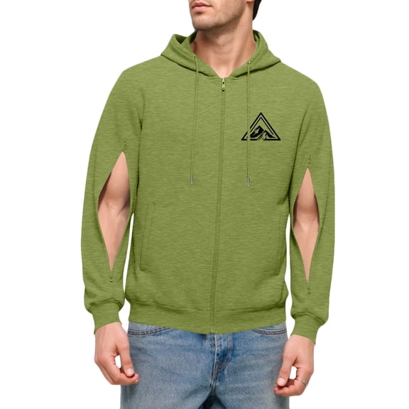 RYDCOT Lightweight Jersey Zip Hoodie for Men – Full Zip Casual Graphics Cotton Hoodie, Soft Long Sleeve Zipper with Both Arms Open Green
