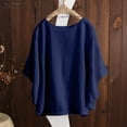 thumbnail image 1 of RYDCOT Linen Shirts for Women Loose Fit Solid Color Short Sleeve Round Neck Shirt Casual Pullover Tops Blouses for Women on Clearance, 1 of 6