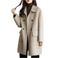 thumbnail image 1 of RYDCOT Long Coats for Women Dressy Women's Solid Color Fashionable Medium Long Woolen Loose Coat Jacket on Clearance, 1 of 2