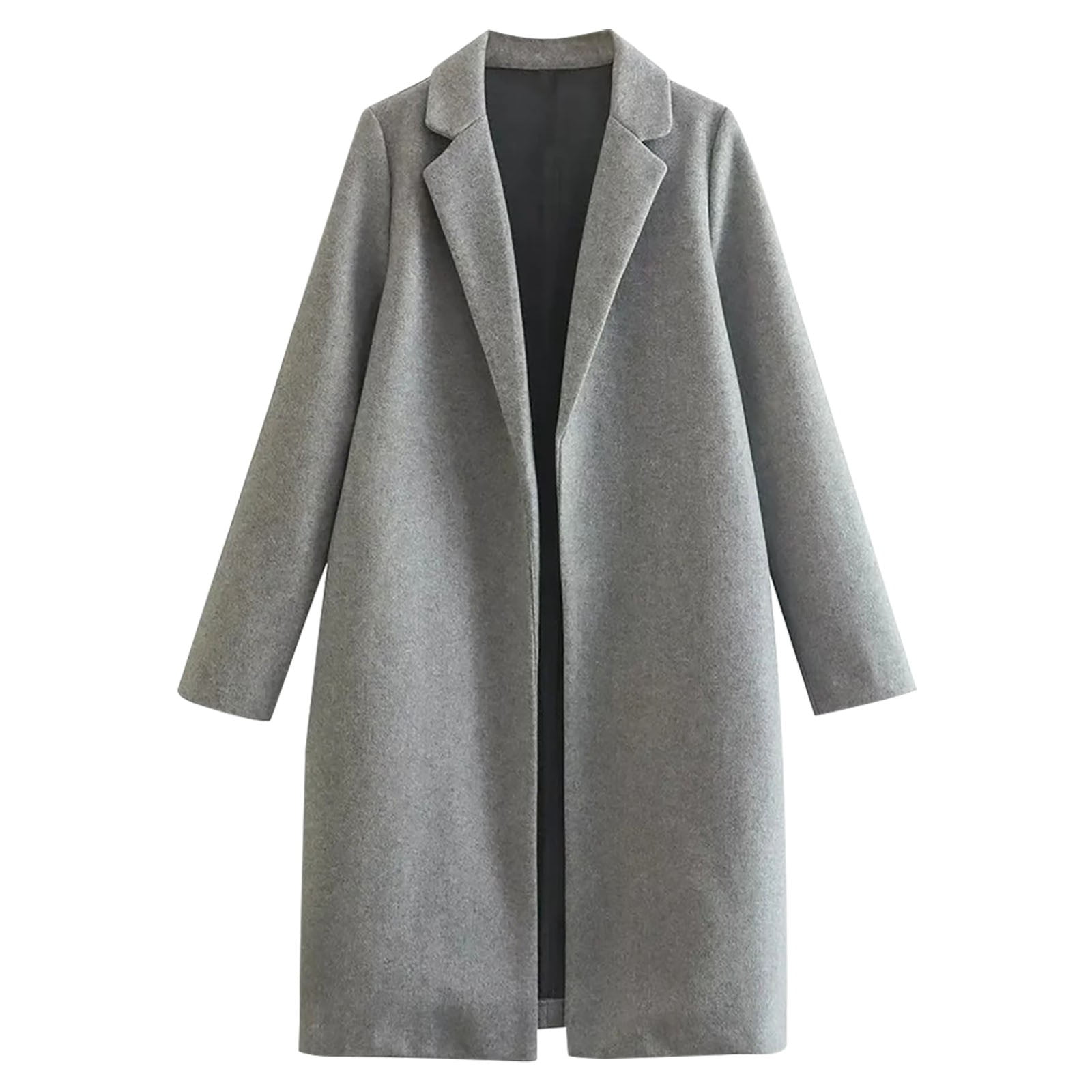 RYDCOT Long Winter Coats for Women Clearance Wool Blend Trench Coat Notch  Lapel Open Front Cardigan Peacoat Casual Loose Warm Overcoat Outerwear  Clearance $10 - Walmart.com