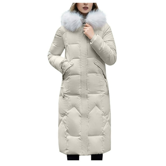 RYDCOT Long Winter Coats for Women with Hoods Thicken Puffer Coat Warm Winter Jacket with Pockets Windproof Down Coats Outwear Winter Clothes on Clearance