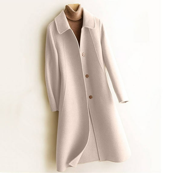 RYDCOT Long Winter Coats for Women Long Sleeved Solid Color Buttton Down Trench Coats for Women Outwear Jacket Coat Sale