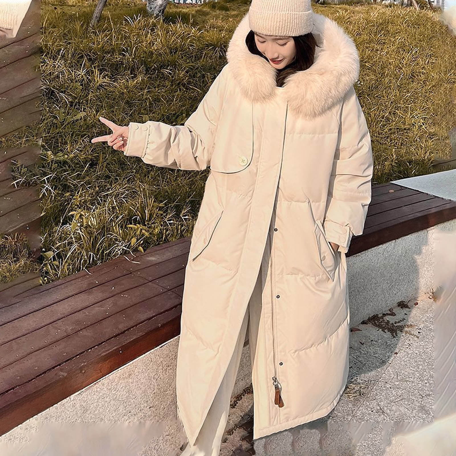 RYDCOT Long Winter Coats for Women with Hood Long Down Jacket Thickened