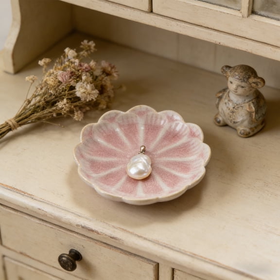 RYDCOT Lotus Leaf Shape Decorative Ring Tray, Small Key Bowl, Ceramic Trinket Tray Jewelry Dish Organizing Necklace Earrings, Home Decoration for Mom Best Friend Sister (1Pcs)