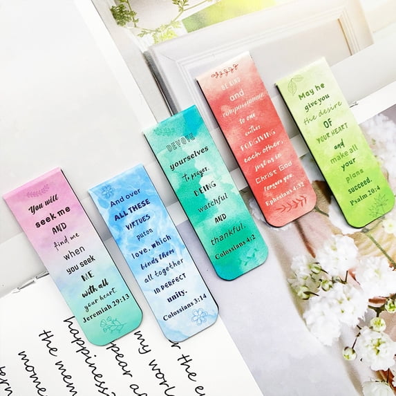 RYDCOT Magnetic Bookmarks Set, Unique Designs Cute Reading Accessories Funny Inspirational Page Markers Bulk Book Marks for Book Lovers Women Students Teachers Journal Planner Gifts (5pcs)