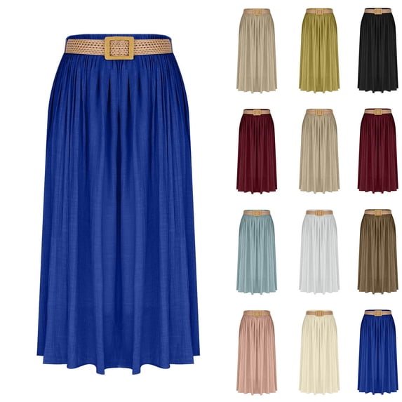 RYDCOT Maxi Long Skirts for Women, Ankle Length High Waisted Pleated Flowy A Line Summer Casual Skirts Yellow