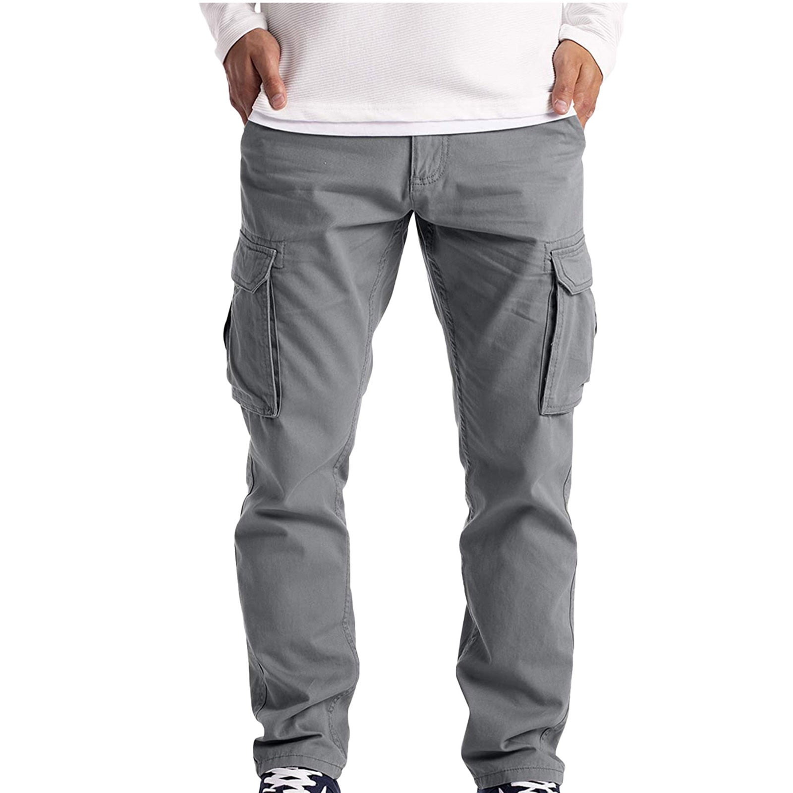 Men's Cargo Trousers Work Wear Combat Safety Cargo 6 Pocket Full Pants Gray  XXL