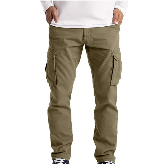RYDCOT Men Cargo Trousers Work Wear Combat Safety Cargo 6 Pocket Full Pants Khaki S