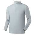 thumbnail image 1 of RYDCOT Mens Quarter Zip Pullover Golf Shirts Long Sleeve Zipper Sweatshirt Quick Dry Polo Outdoor Running Shirts for Men Gray, 1 of 3