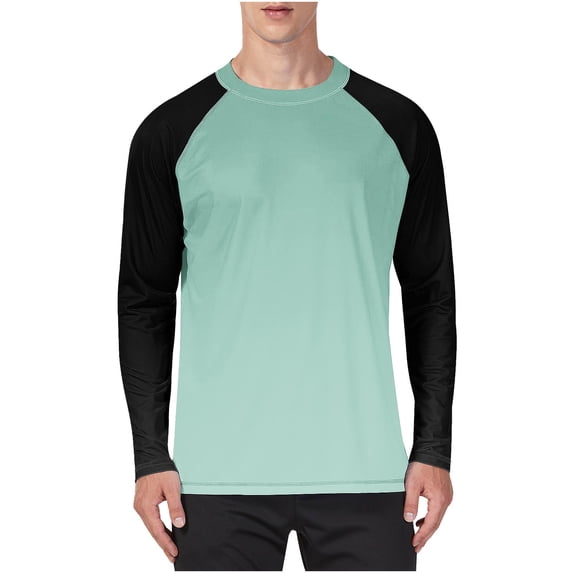 RYDCOT Men's Long Sleeve Baseball Shirts, Color Block Crew Neck Raglan Casual Vintage Jerseys Sport Tee Tops Mint Green