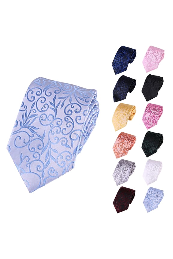 Men Classic Neck Tie Floral Paisley Satin Silk Necktie for Business Wedding formal Occasion