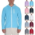 thumbnail image 1 of RYDCOT Men Full Zip UPF 50 Sun Protection Hoodie Jacket Long Sleeve Lightweight Breathable UV Shirts Running Jackets with Zipper Pockets White, 1 of 9