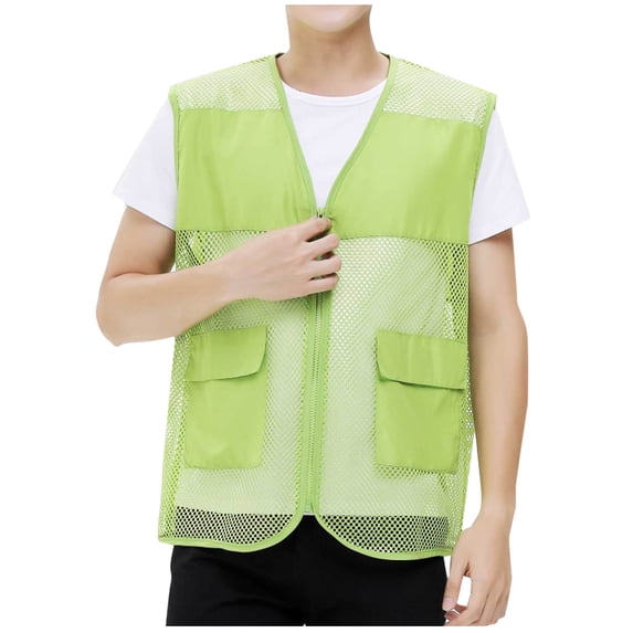 RYDCOT Men Mesh Breathable Multi-Pocket Summer Vest Outdoor Travelers Fly Fishing Photography Green