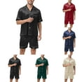 thumbnail image 1 of RYDCOT Men Satin Silk Pajamas Sets Short Sleeve Sleepwear Button-Down PJs Sets Two-Pieces Loungewear with Pockets Red, 1 of 7