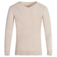 thumbnail image 1 of RYDCOT Men Sweaters V Neck Solid Color Warm Casual Sweater Top Cable Knit Pullover Fall Casual Sweater Beige, 1 of 3