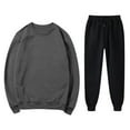 thumbnail image 1 of RYDCOT Men's 2 Piece Outfits Solid Color Round Neck Top and Drawstring Waist Pants Clothing Set Dark Gray 6(L), 1 of 7