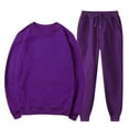 thumbnail image 1 of RYDCOT Men's 2 Piece Outfits Solid Color Round Neck Top and Drawstring Waist Pants Clothing Set Purple 6(L), 1 of 7