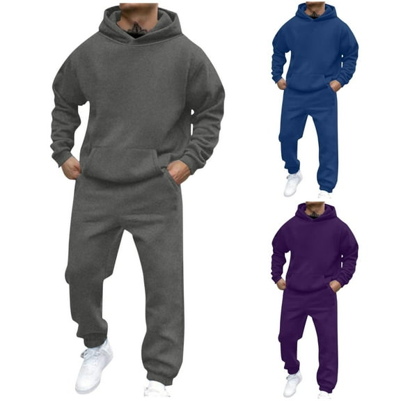 RYDCOT Men's 2 Piece Set Hoodie Casual Sweatsuit Full Zip Long Sleeve Jacket and Elastic Waistband Pant Suits with Pockets Purple