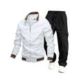 thumbnail image 1 of RYDCOT Men's 2 Pieces Tracksuit Casual Full Zip Jogging Sweat Suit Fashionable Thin Jacket Long Pants Set White, 1 of 2