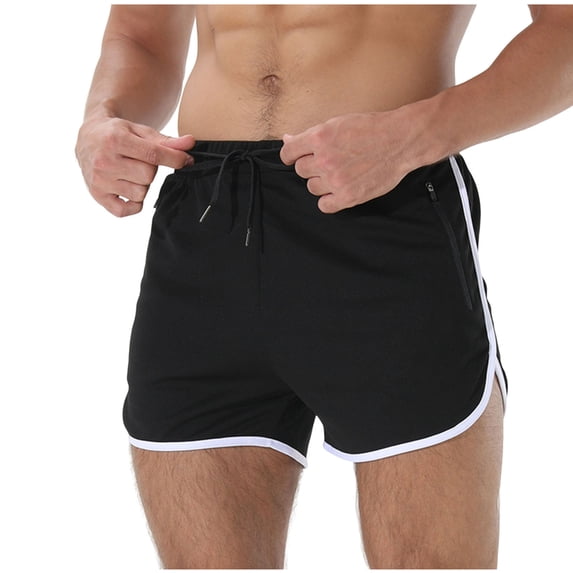 RYDCOT Men's 3" Running Mesh Shorts Quick Dry Lightweight Athletic Workout Gym Shorts with Zipper Pocket Black