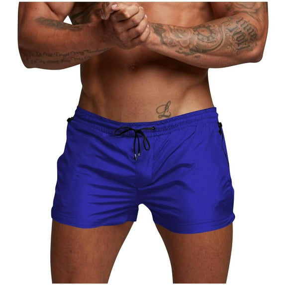 RYDCOT Men's Athletic Gym Workout Shorts Outdoor Sports Running Fitness Shorts with Liner and Zipper Pockets Blue