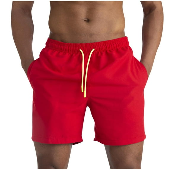 RYDCOT Men's Athletic Gym Workout Solid Color Casual Shorts Quick Dry Running Outdoor Fitness Basketball Shorts Red