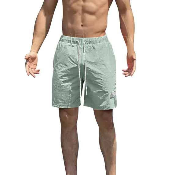 RYDCOT Men's Athletic Hiking Nylon Shorts Lightweight Workout Gym Shorts for Men Outdoor Casual Travel with Pockets Mint Green