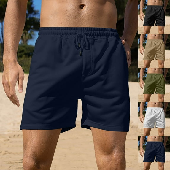 RYDCOT Men's Athletic Shorts with Pockets Gym Running Basketball Workout Elastic Waistband Breathable Activewear White