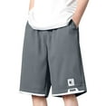 thumbnail image 1 of RYDCOT Men's Baggy Cotton Sweat Shorts Drawstring Waist Straight Leg Raw Hem Loose Streetwear Long Shorts with Pockets and Logo for Spring Summer Fall Dark Gray, 1 of 6