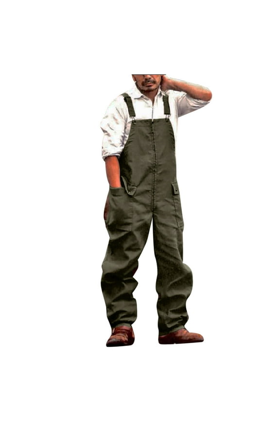 Men's Baggy Denim Bib Overalls Vintage Distressed Fashion Jumpsuit Loose Fit Baggy Casual Workwear Jean Sloppy Coveralls with Cargo Pockets Gray