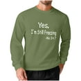 thumbnail image 1 of RYDCOT Men's Big and Tall Cotton Shirts 5XL, Letter Graphics Long Sleeve Oversized Tops Loose Casual Large T-Shirts Basic Tee Green, 1 of 5
