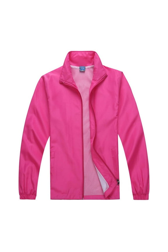 Men's Bomber Jacket Lightweight Casual Mesh Lined Sports Jacket Windbreaker Zip up Fashion Windproof Coat Spring Fall Hot Pink