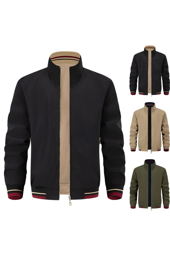 Men's Bomber Jacket Lightweight Windbreaker Jackets Zip up Windproof Baseball Jackets Casual Spring Fall Coat for Golf Varsity Khaki