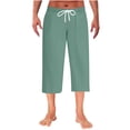 thumbnail image 1 of RYDCOT Men's Capri Pants Loose Fit Elastic Waist Baggy Casual Straight Leg Pajama Pants Mint Green, 1 of 7