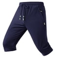 thumbnail image 1 of RYDCOT Men's Capri Shorts Quick Dry Below Knee 3/4 Capri Pants with Zipper Pockets for Workout Running Training Summer Dark Blue, 1 of 4