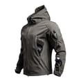 thumbnail image 1 of RYDCOT Men's Cargo Hoodie Waterproof Fleece Lined Ski Jacket Winter Warm Full-Zip Military Army Outdoor Hiking Coat with Muti Zip-Pockets Gray, 1 of 7