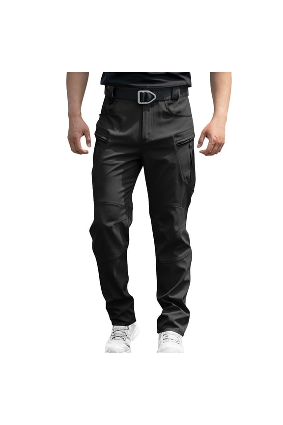 Men's Cargo Pants New Loose High Elasticity Water Resistant Hiking Work Pants Outdoor Multi Pockets Work Pants Black