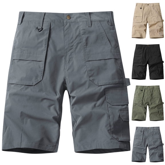 RYDCOT Men's Cargo Shorts Casual Fashionable Loose Elastic Waist Button Summer Shorts with Pocket Khaki