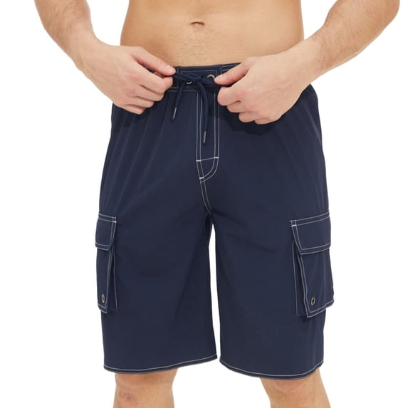 RYDCOT Men's Cargo Shorts Nylon Quick Dry Lightweight Stretch Drawstring Hiking Shorts for Men with Muti Pockets No Lining Dark Blue