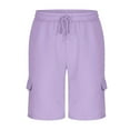 thumbnail image 1 of RYDCOT Men's Casual Cargo Shorts Elastic Waist Drawstring Breathable Outdoor Summer Beach Shorts with Pockets Hiking Shorts Purple, 1 of 6