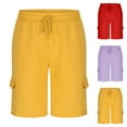 thumbnail image 1 of RYDCOT Men's Casual Cargo Shorts Elastic Waist Drawstring Breathable Outdoor Summer Beach Shorts with Pockets Hiking Shorts Yellow, 1 of 6