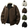 thumbnail image 1 of RYDCOT Men's Casual Fashion Workwear Jacket Solid Color Long Sleeved Full Zip Lapel Top Green, 1 of 8