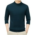 thumbnail image 1 of RYDCOT Men's Casual Mock Neck Tops Long Sleeve Slim Fit Semi High Neck Knitted Thick Warm Sweater Top Dark Blue, 1 of 5