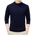 thumbnail image 1 of RYDCOT Men's Casual Mock Neck Tops Long Sleeve Slim Fit Semi High Neck Knitted Thick Warm Sweater Top Navy, 1 of 5